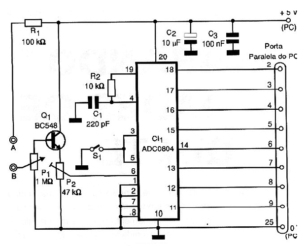 ersão do circuito 3 para interfacear com o PC
