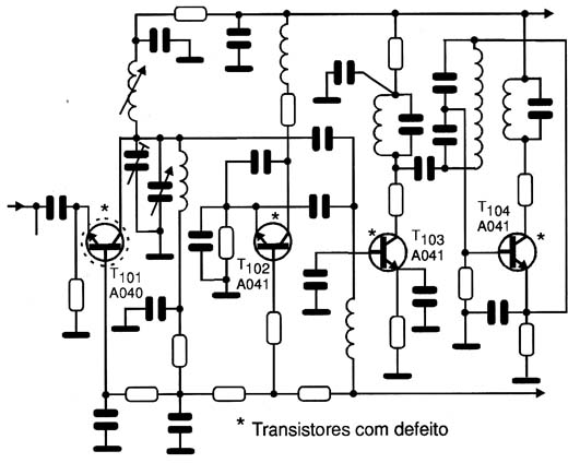 Diagrama do setor com defeito feito pelo autor.