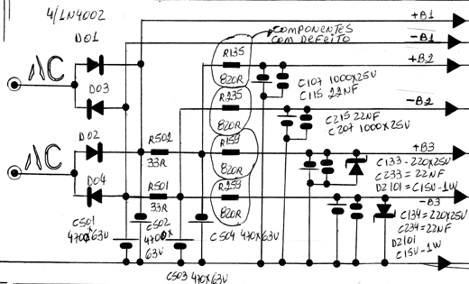 Diagrama do setor com defeito feito pelo autor. 