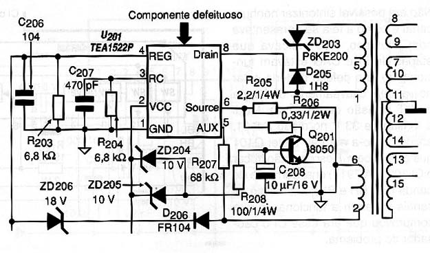 Diagrama do setor do aparelho fornecido pelo autor.
