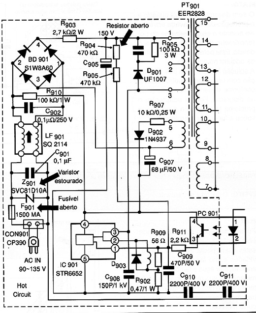 Diagrama do setor do aparelho fornecido pelo autor.
